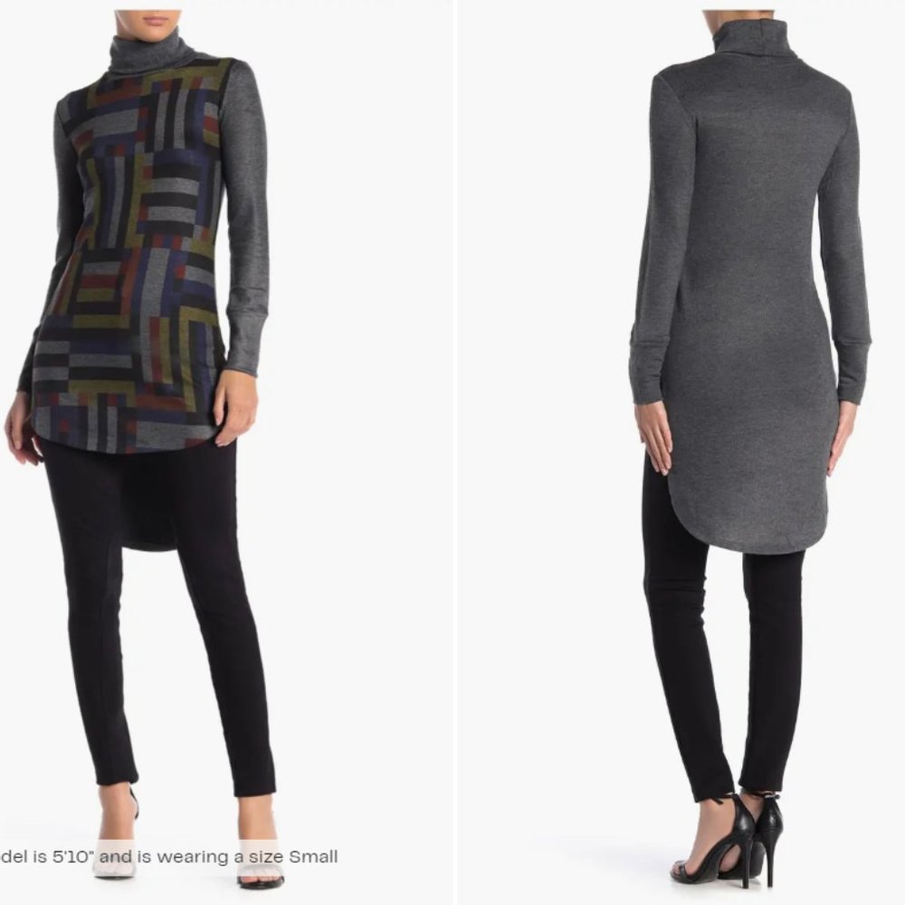 Brand New Women's Go Couture Turtleneck High/Low Hem Tunic Sweater X204